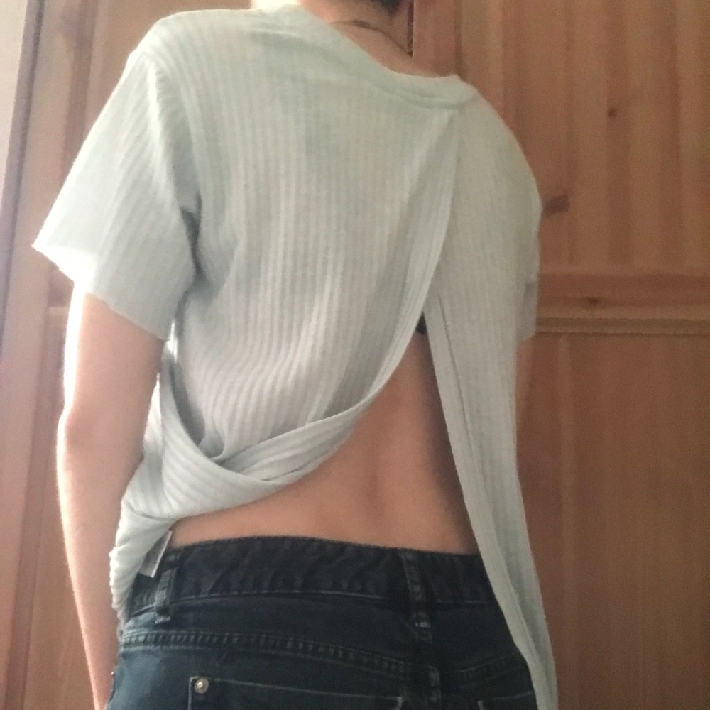 Baby Blue open back sweater